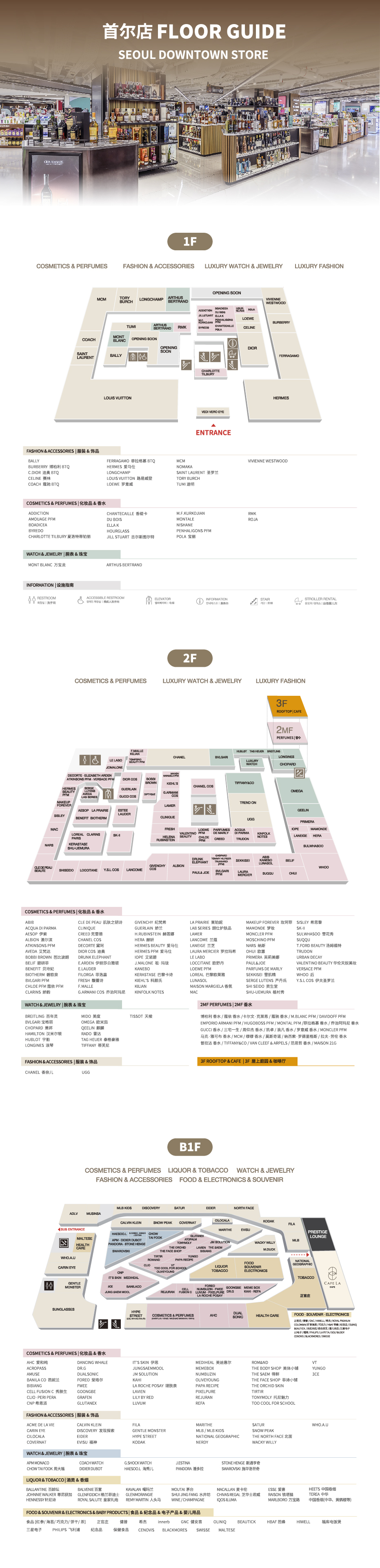 Seoul downtown store floor guide