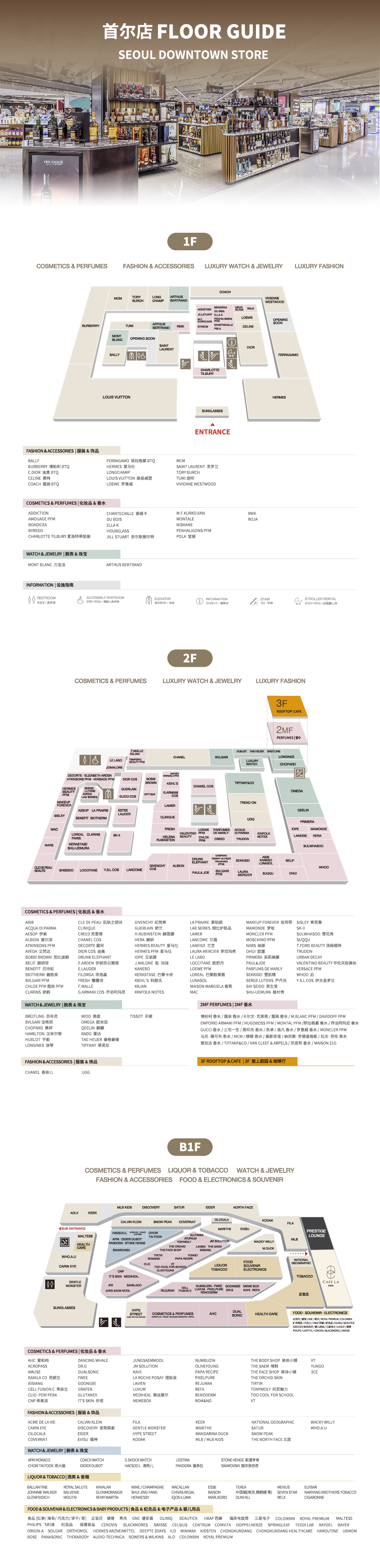 Seoul downtown store floor guide