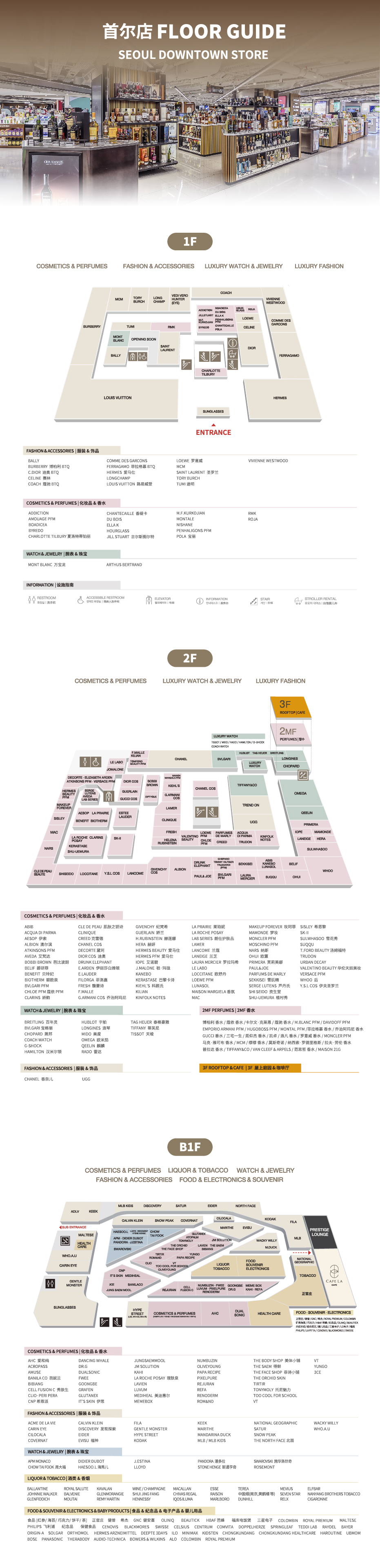 Seoul downtown store floor guide