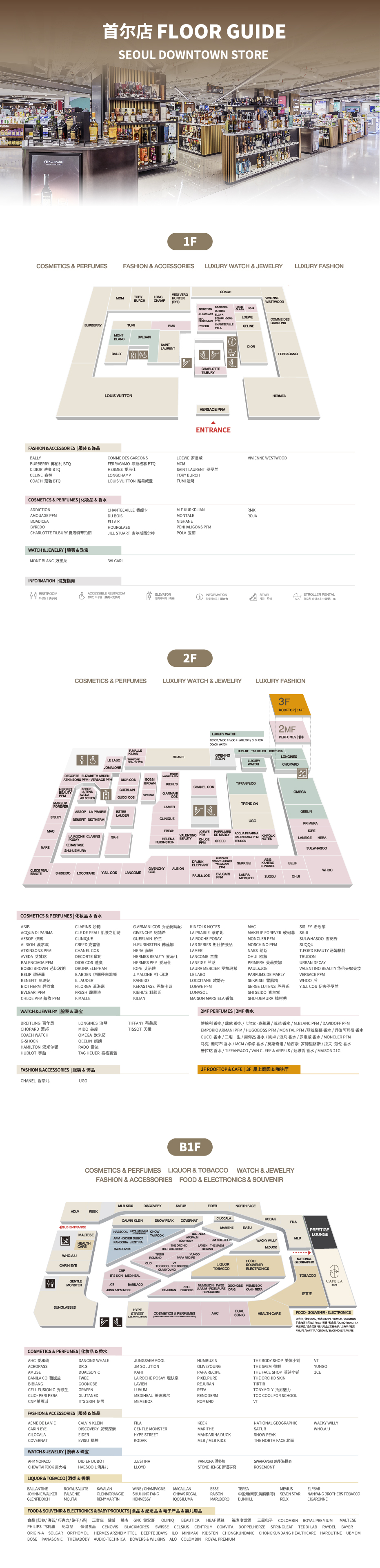 Seoul downtown store floor guide